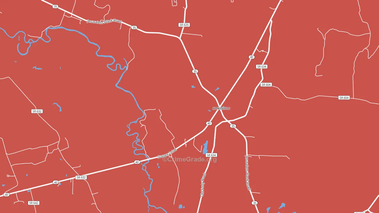 Homeville, VA Map of Murder Rates