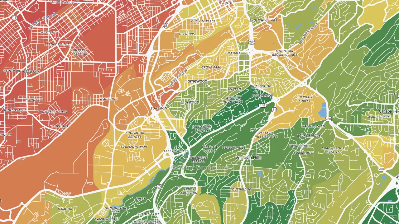 Homewood, AL Map of Murder Rates