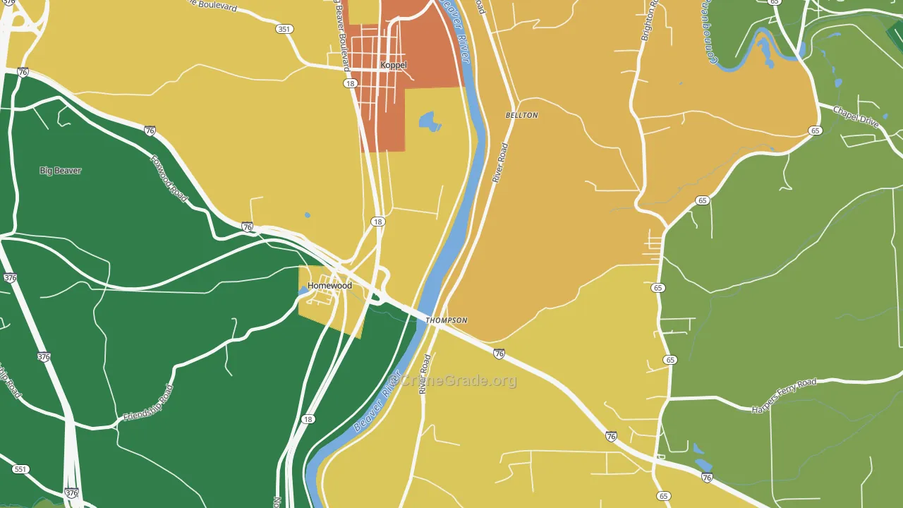 Homewood, PA Map of Murder Rates