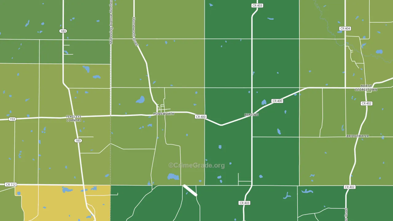 Homeworth, OH Map of Murder Rates