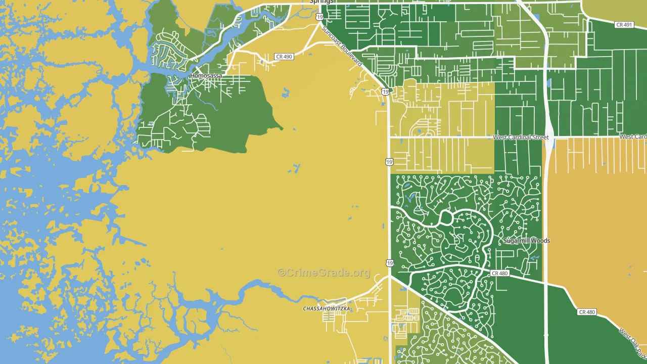 Homosassa, FL Map of Murder Rates
