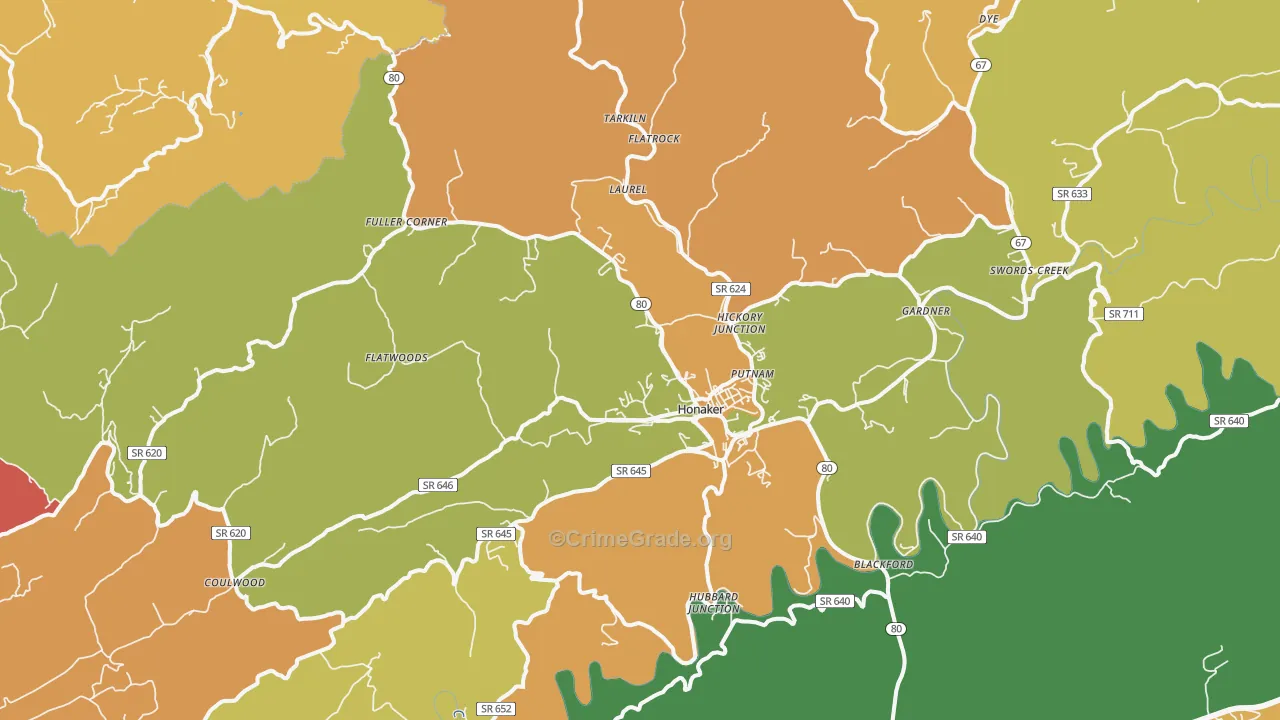 Honaker, VA Map of Murder Rates