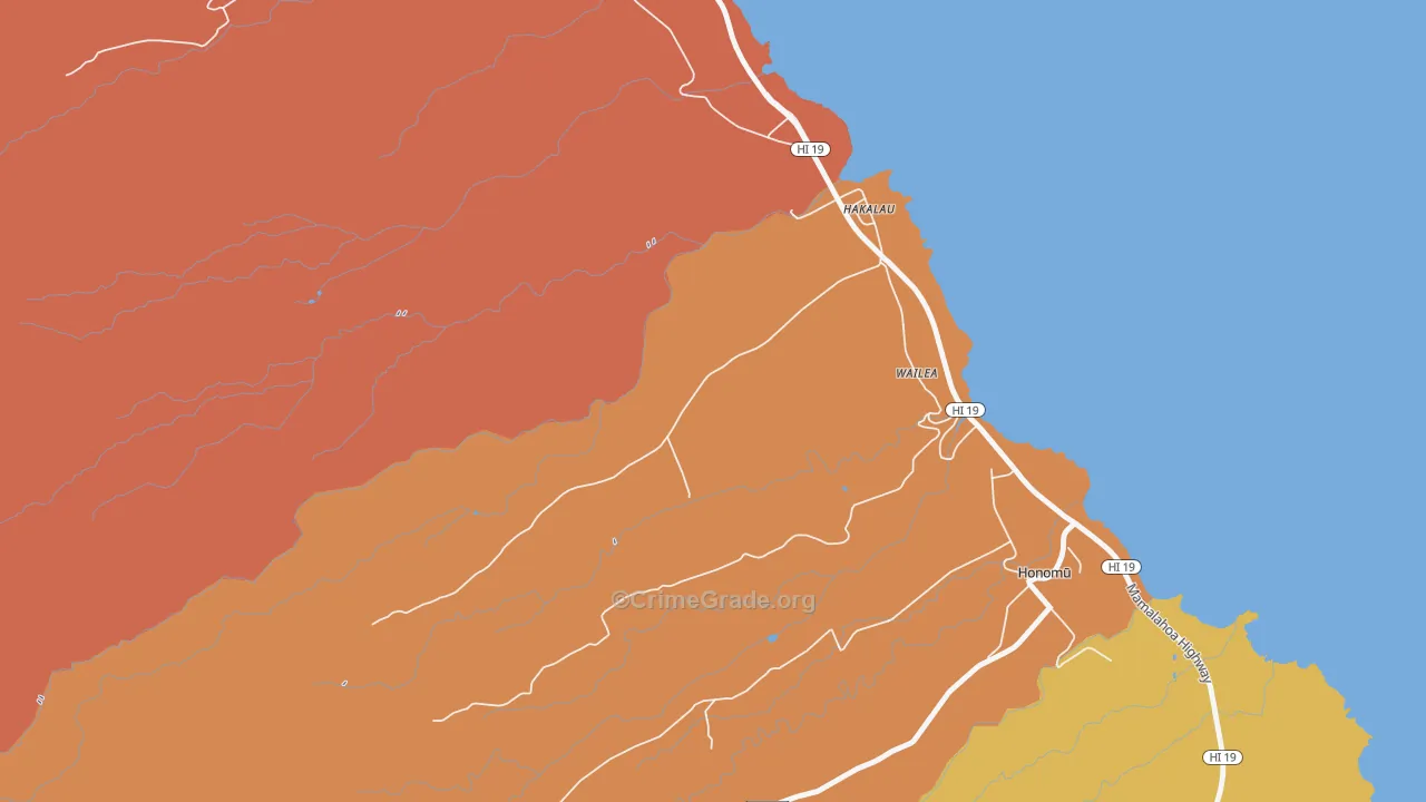 Honaunau, HI Map of Murder Rates