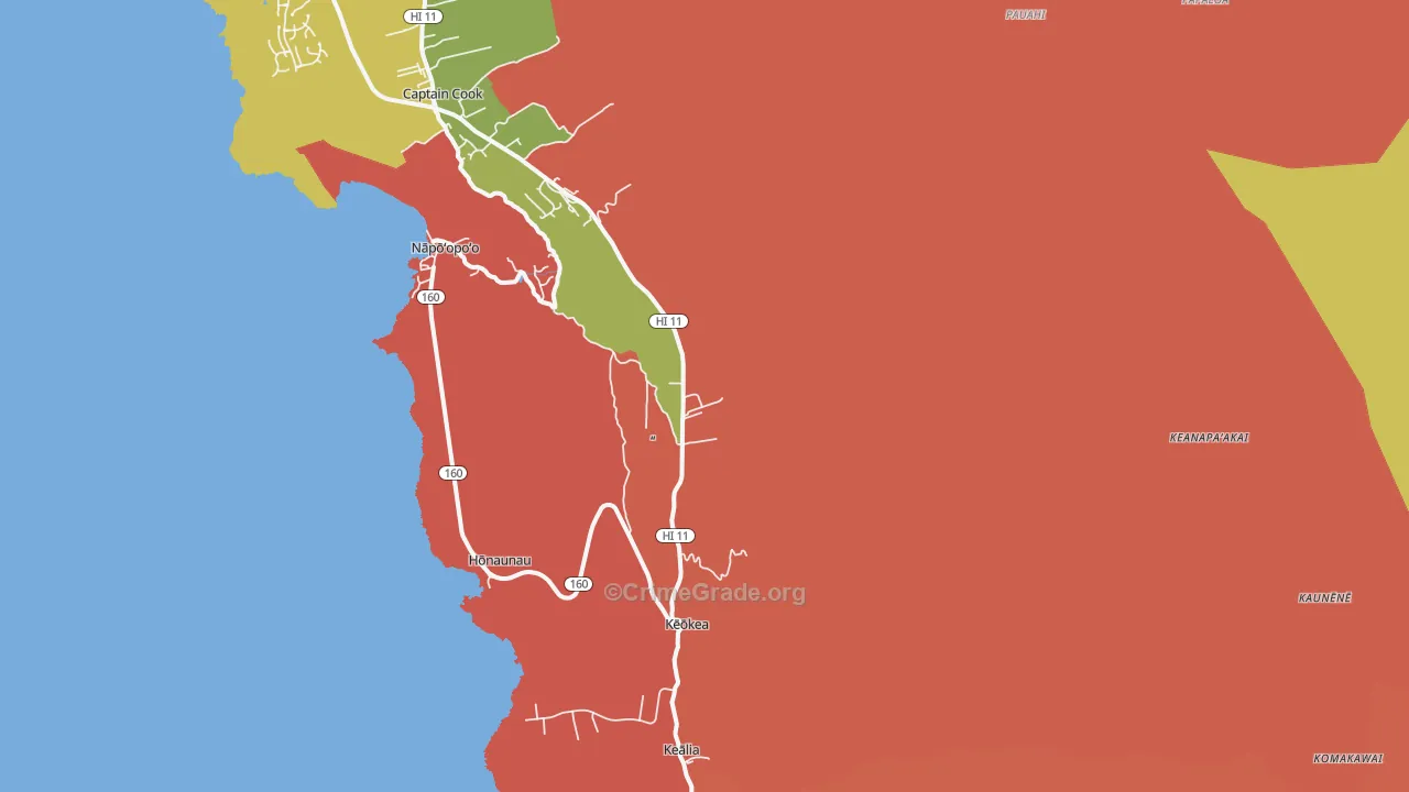 Honaunau-Napoopoo, HI Map of Murder Rates