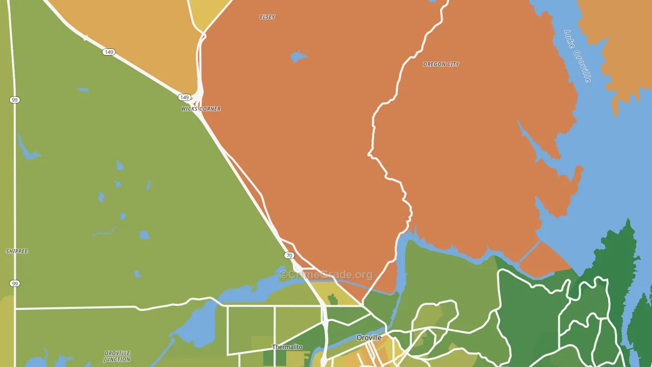 Honcut, CA Map of Murder Rates