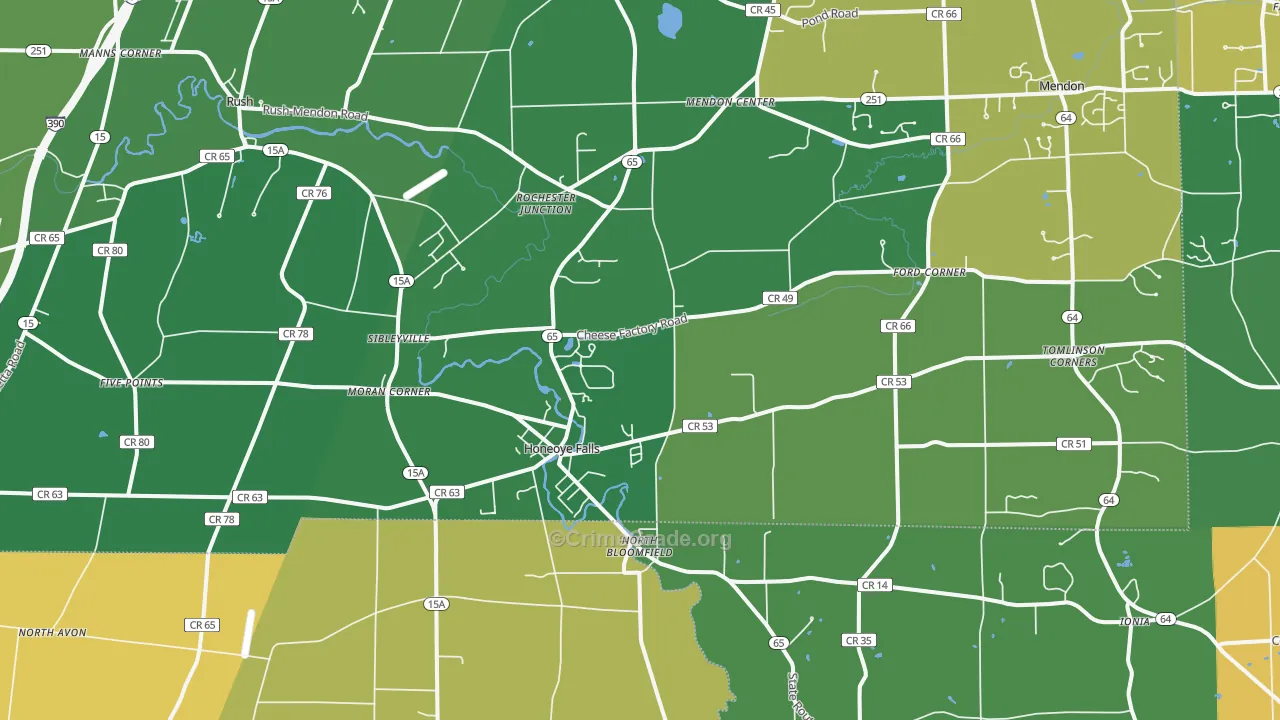 Honeoye Falls, NY Map of Murder Rates
