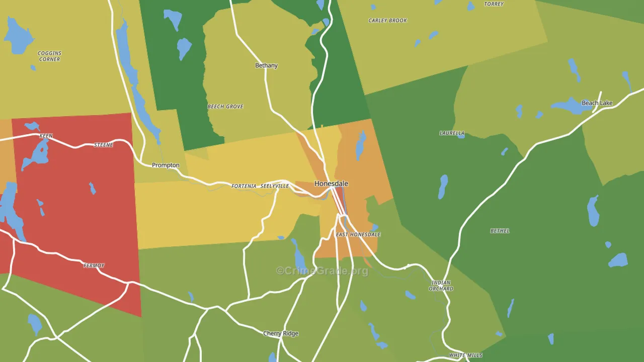 Honesdale, PA Map of Murder Rates