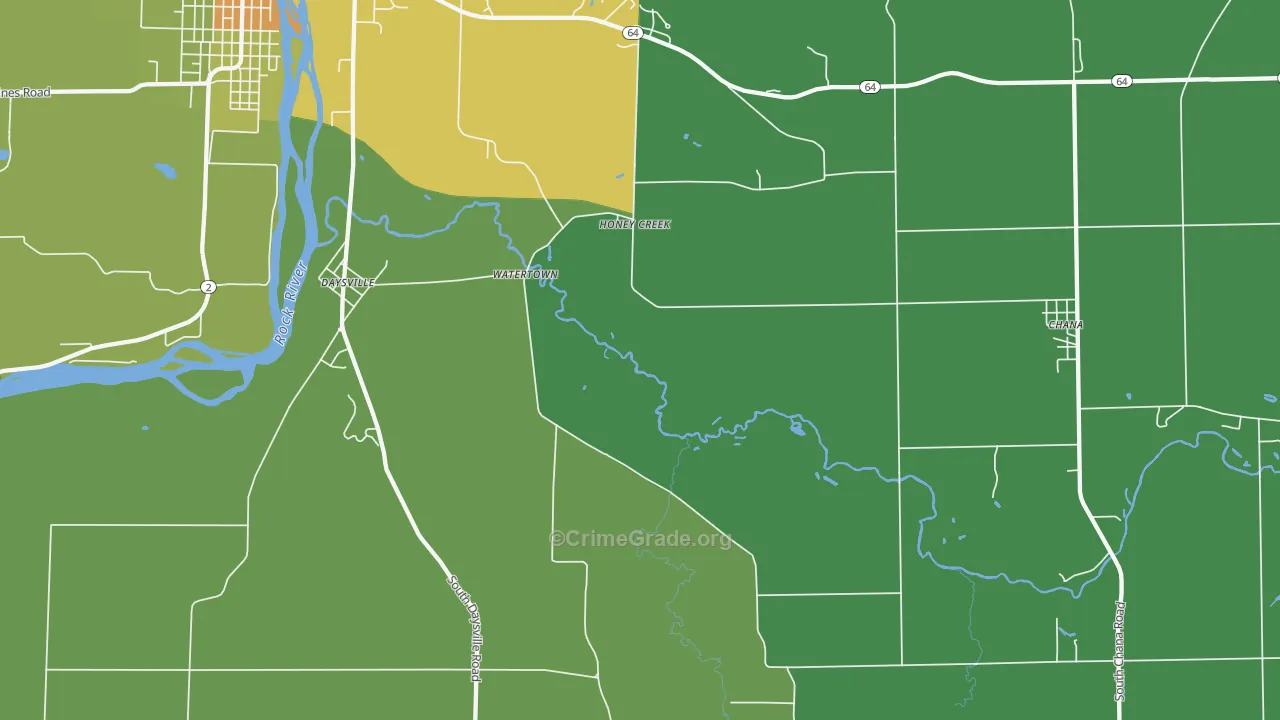 Honey Creek, IL Map of Murder Rates