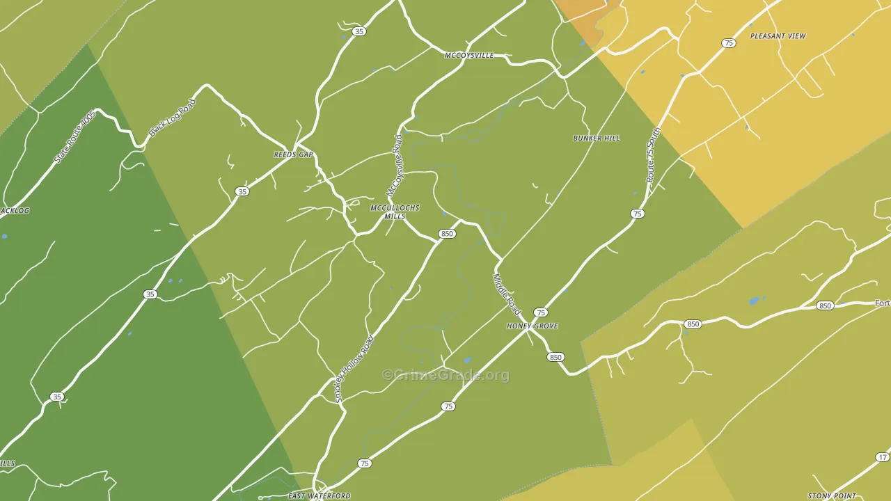 Honey Grove, PA Map of Murder Rates