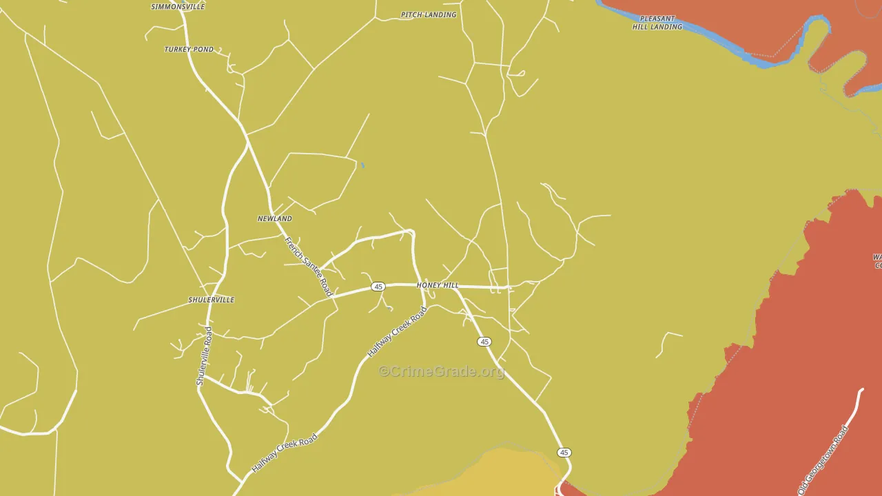 Honey Hill, SC Map of Murder Rates