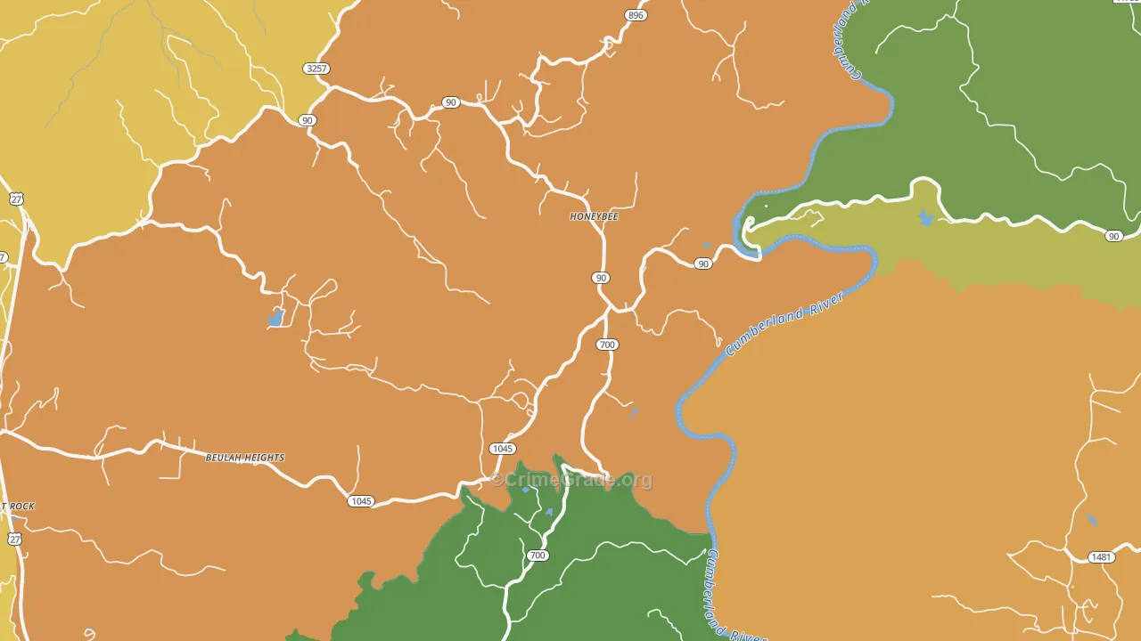 Honeybee, KY Map of Murder Rates