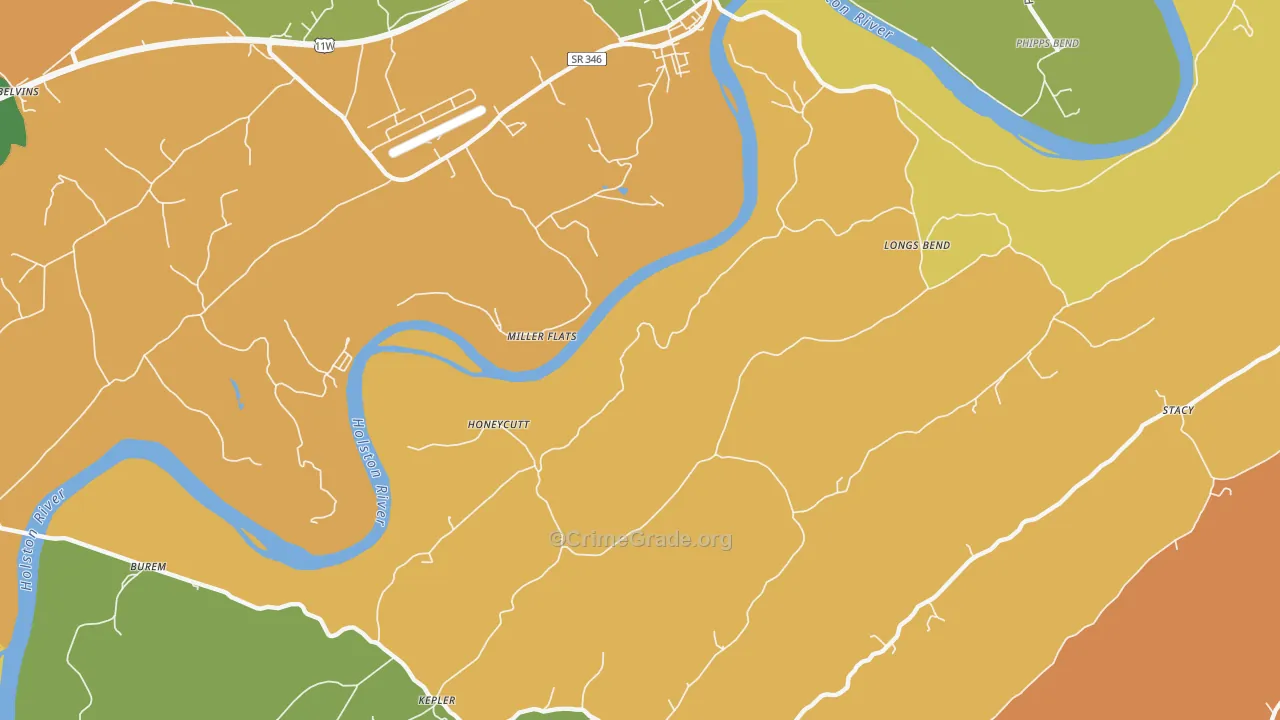 Honeycutt, TN Map of Murder Rates
