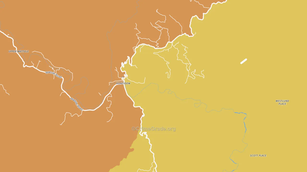 Honeydew, CA Map of Murder Rates