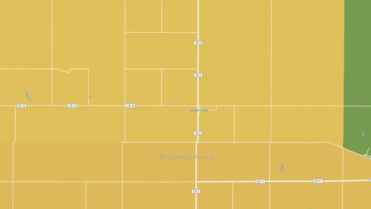 Honeyford, ND Map of Murder Rates