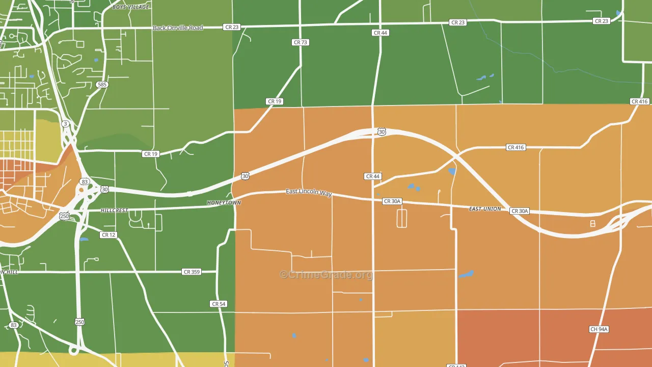 Honeytown, OH Map of Murder Rates