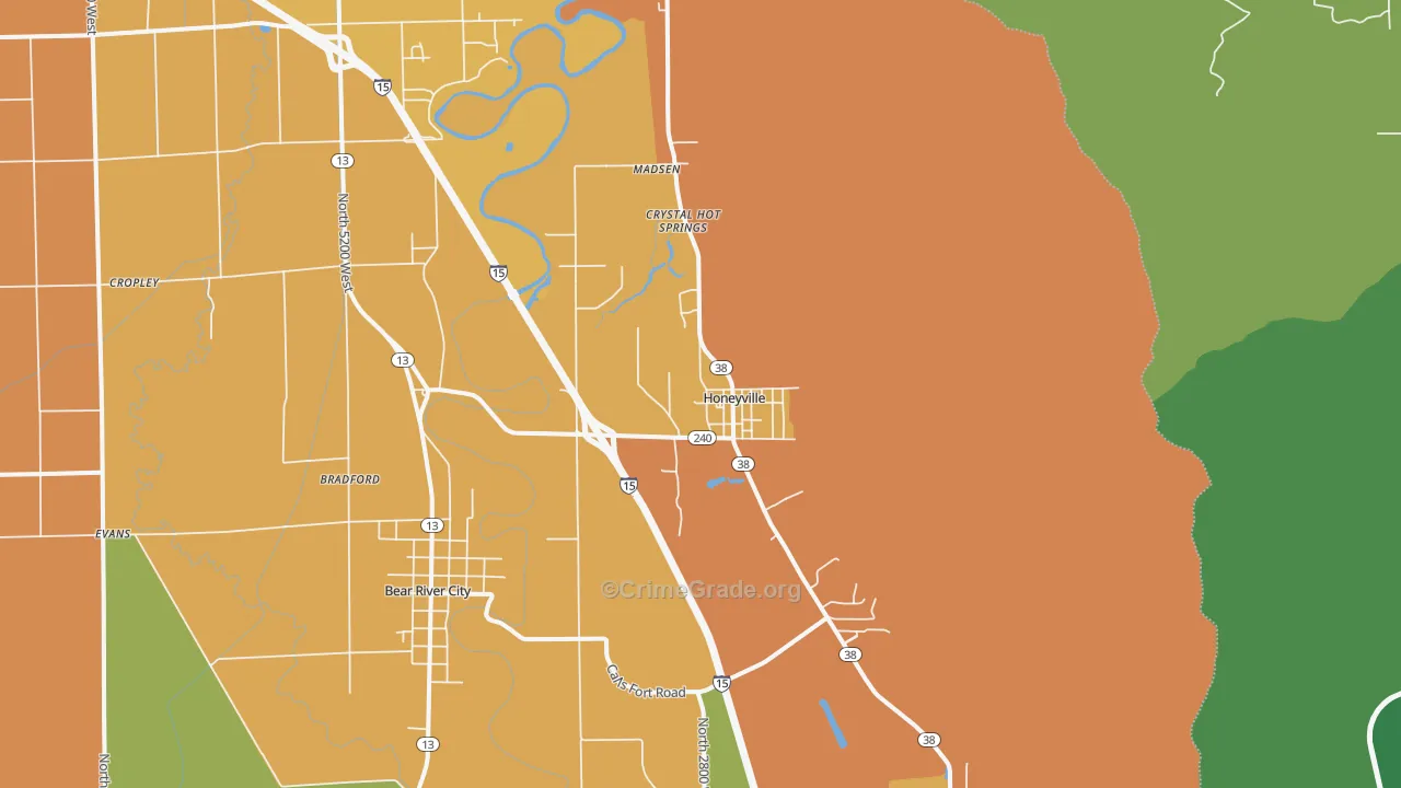 Honeyville, UT Map of Murder Rates