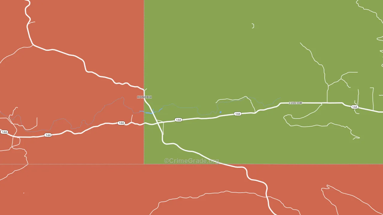 Honobia, OK Map of Murder Rates