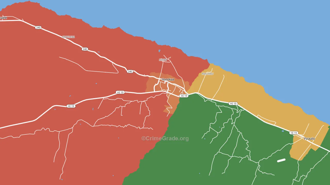 Honokaa, HI Map of Murder Rates