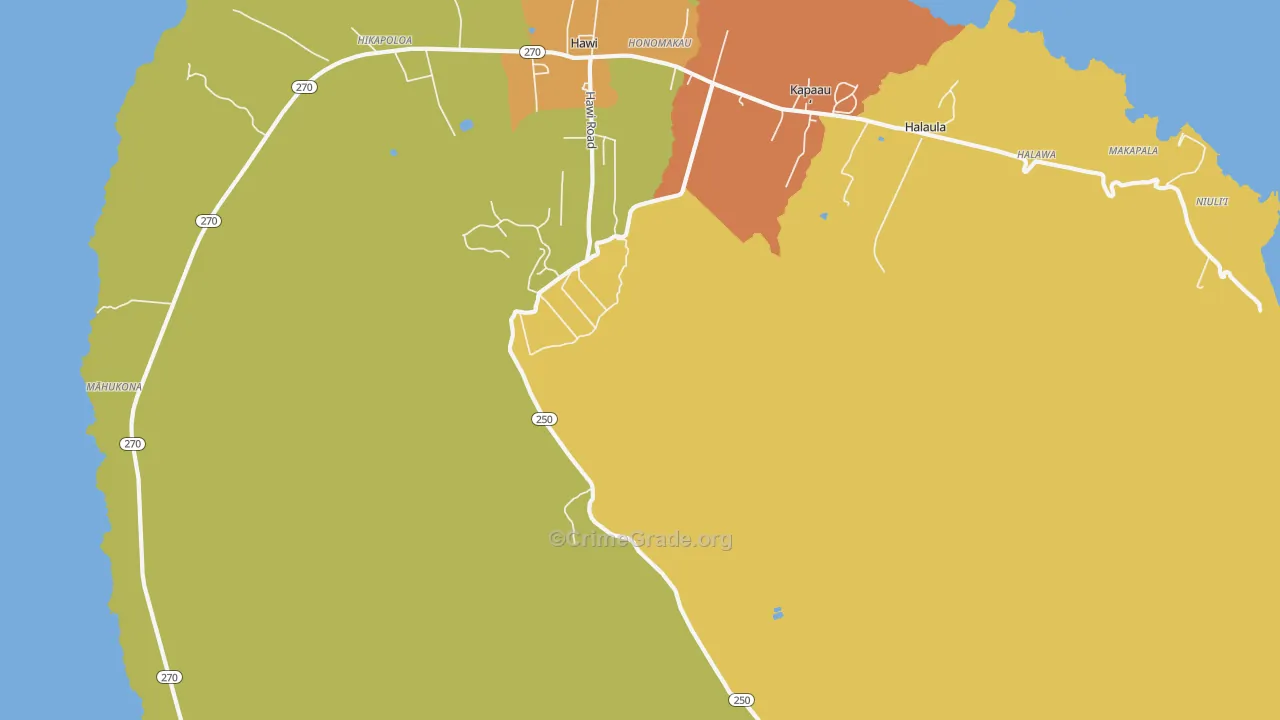 Honomakau, HI Map of Murder Rates