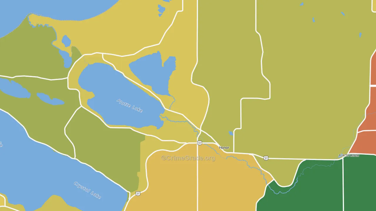 Honor, MI Map of Murder Rates