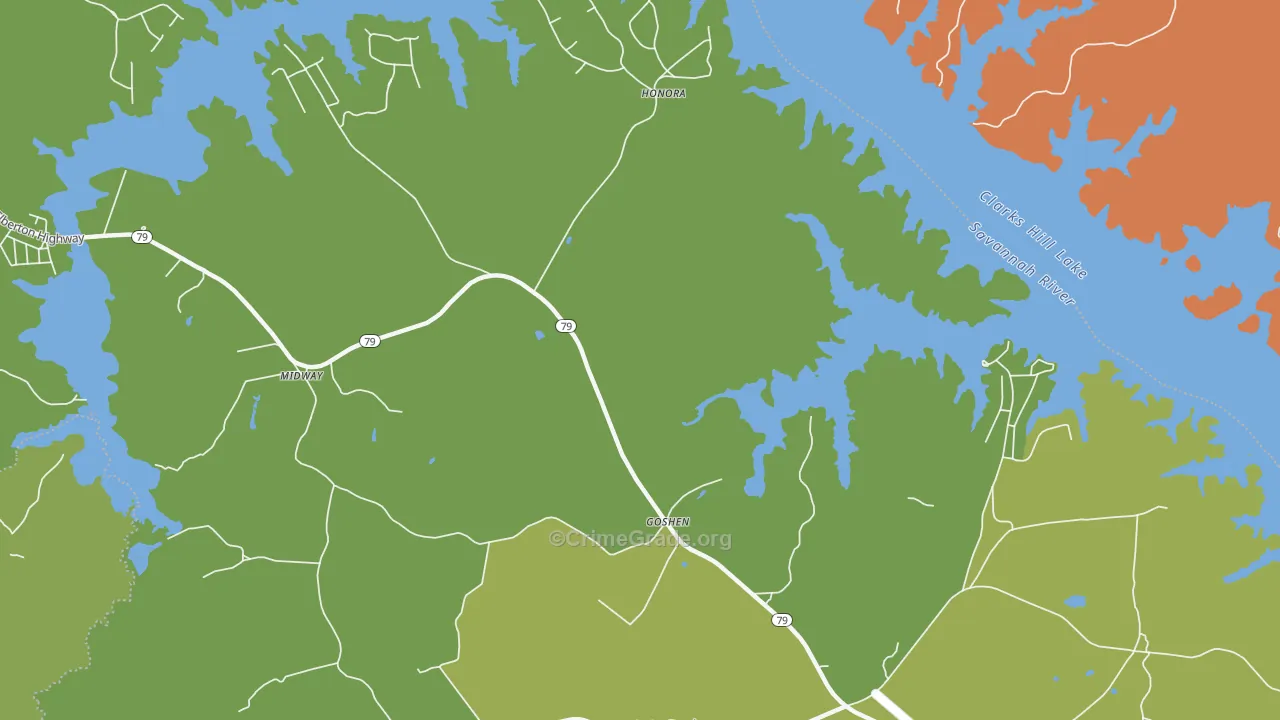 Honora, GA Map of Murder Rates