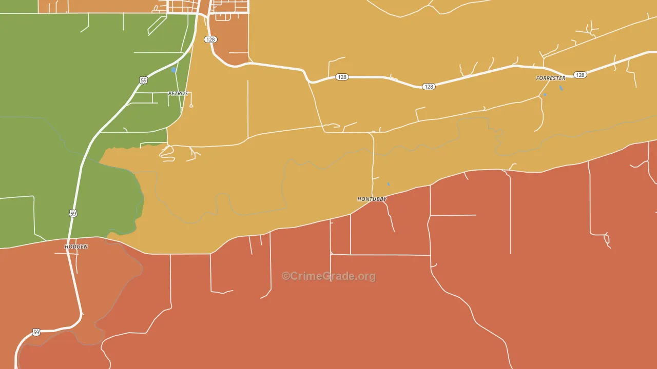 Hontubby, OK Map of Murder Rates
