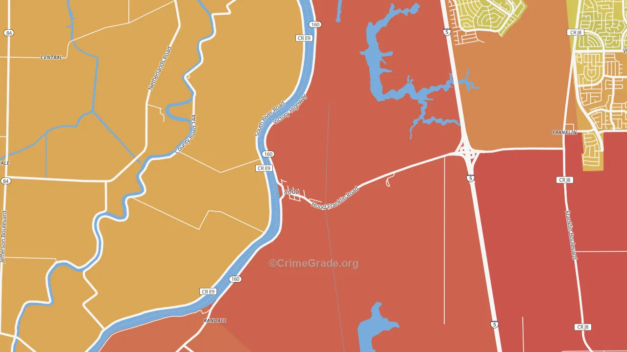 Hood, CA Map of Murder Rates