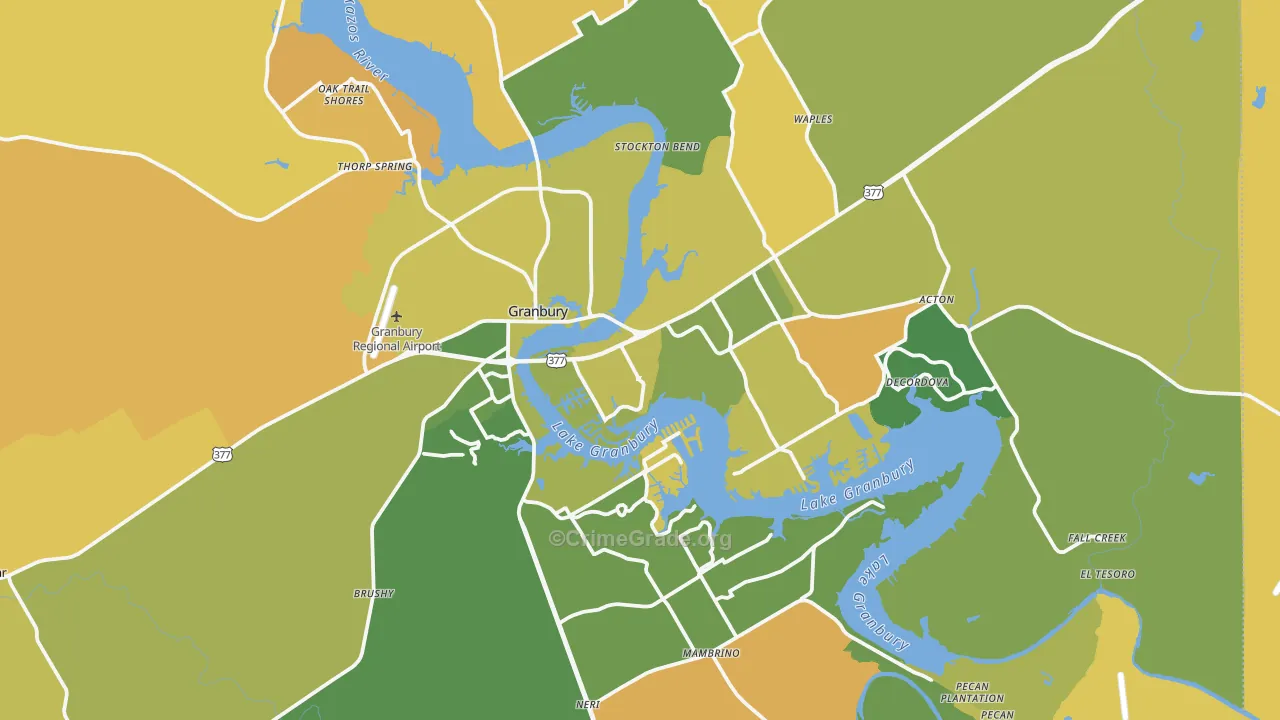 Hood County, TX Map of Murder Rates