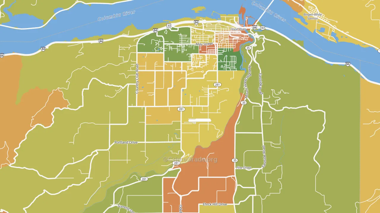 Hood River, OR Map of Murder Rates