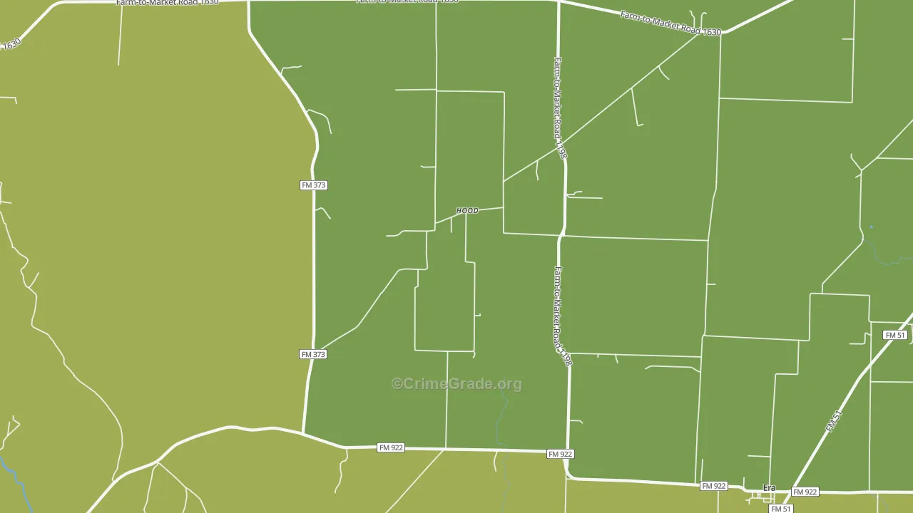 Hood, TX Map of Murder Rates