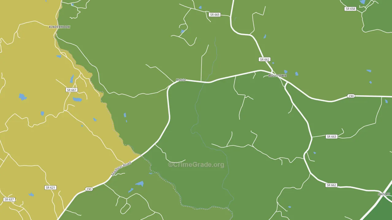 Hood, VA Map of Murder Rates