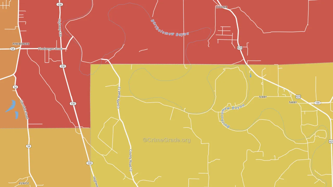 Hooker, AR Map of Murder Rates