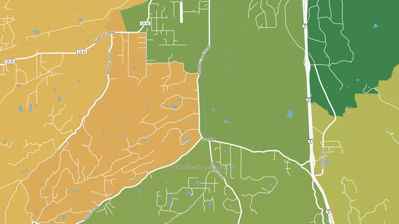 Hooker, CA Map of Murder Rates