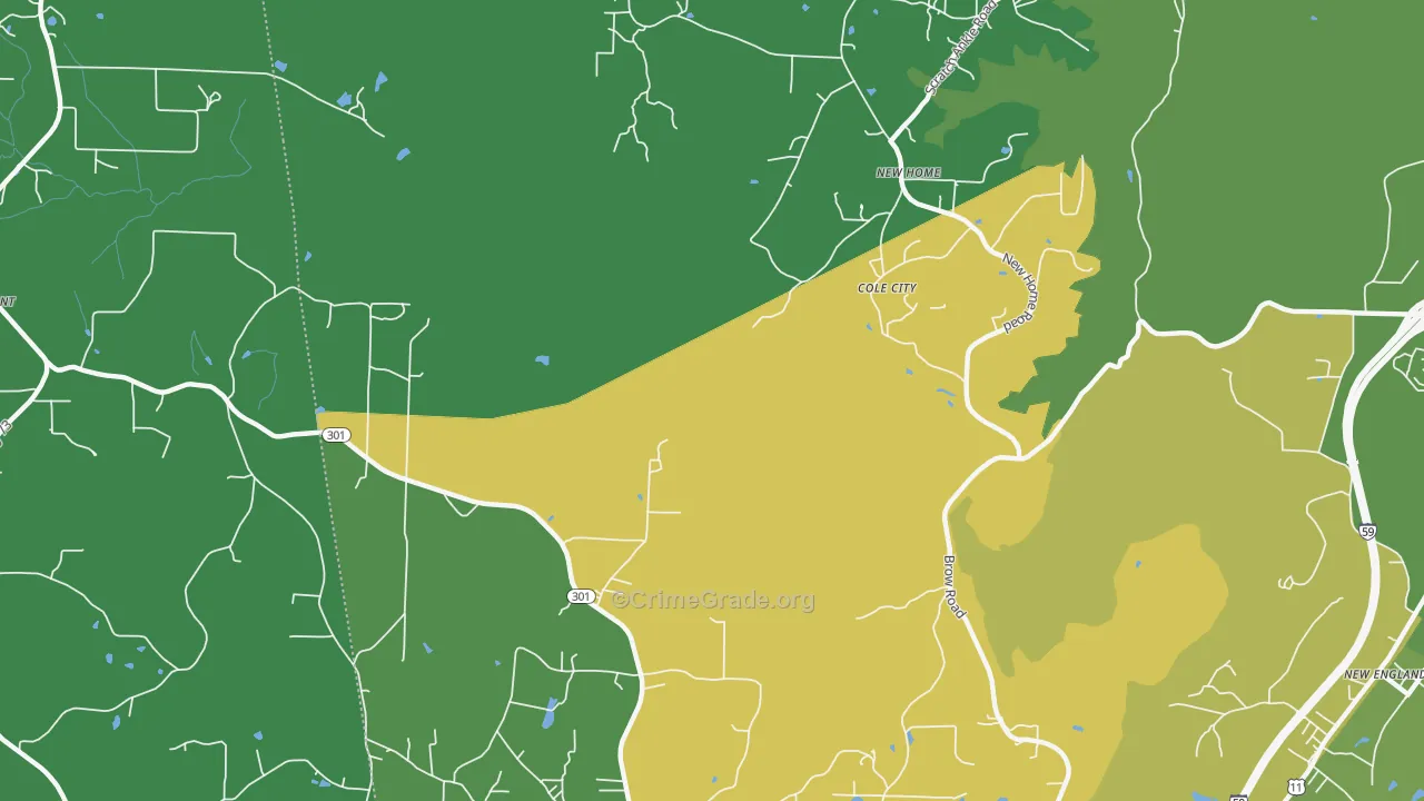 Hooker, GA Map of Murder Rates
