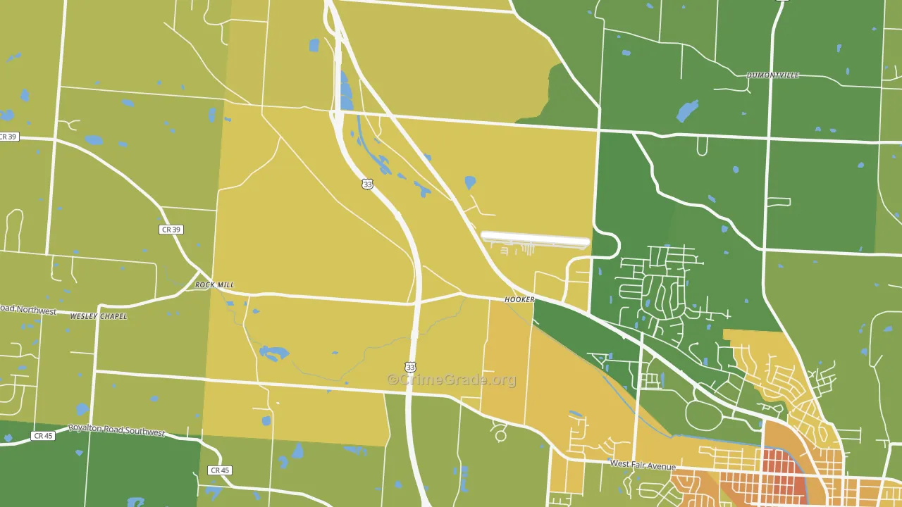 Hooker, OH Map of Murder Rates