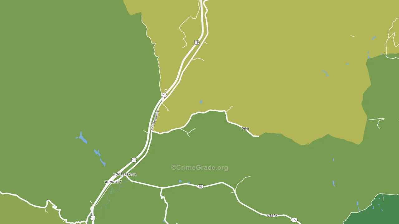 Hookersville, WV Map of Murder Rates
