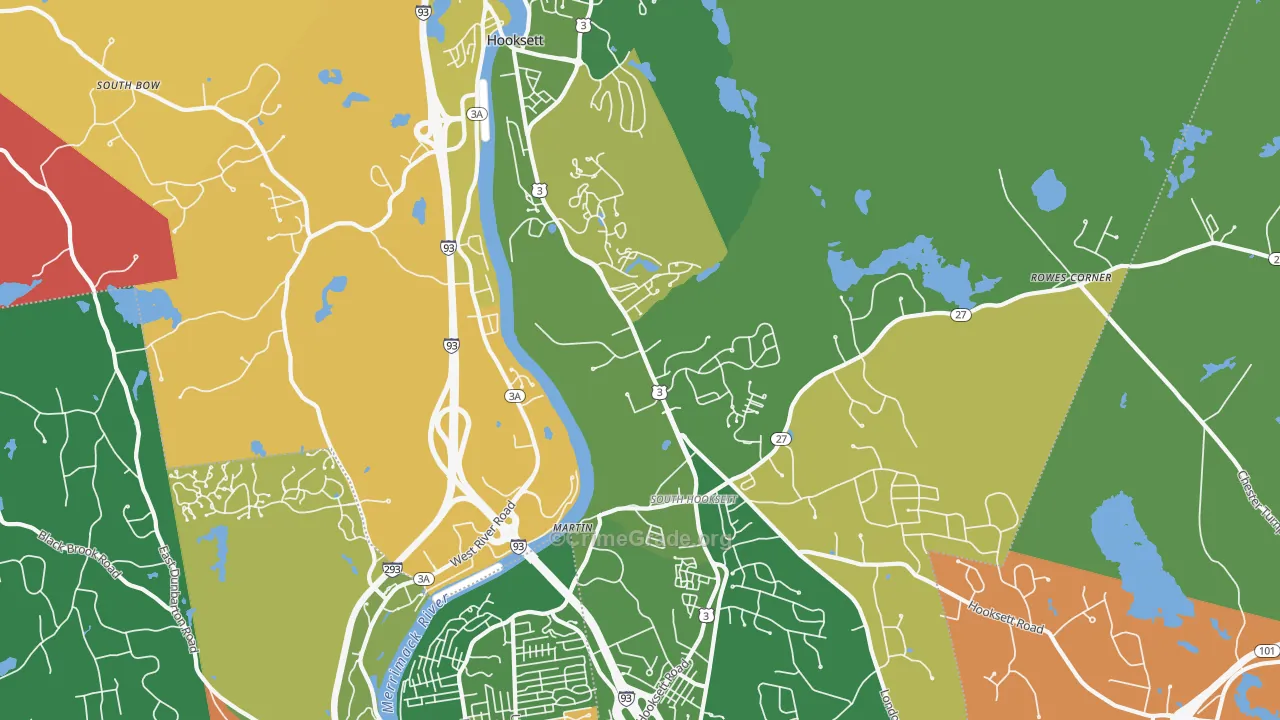 Hooksett, NH Map of Murder Rates