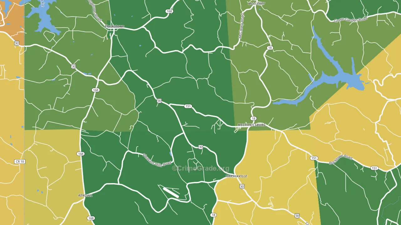 Hookstown, PA Map of Murder Rates