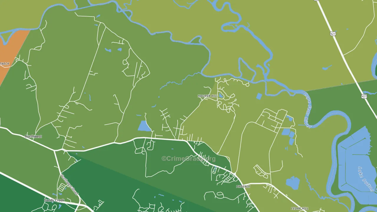 Hooper Hill, NC Map of Murder Rates