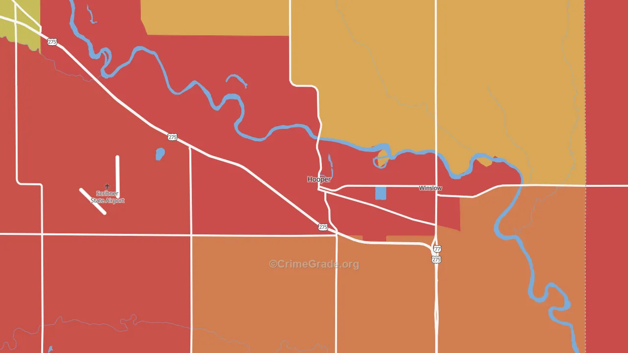 Hooper, NE Map of Murder Rates