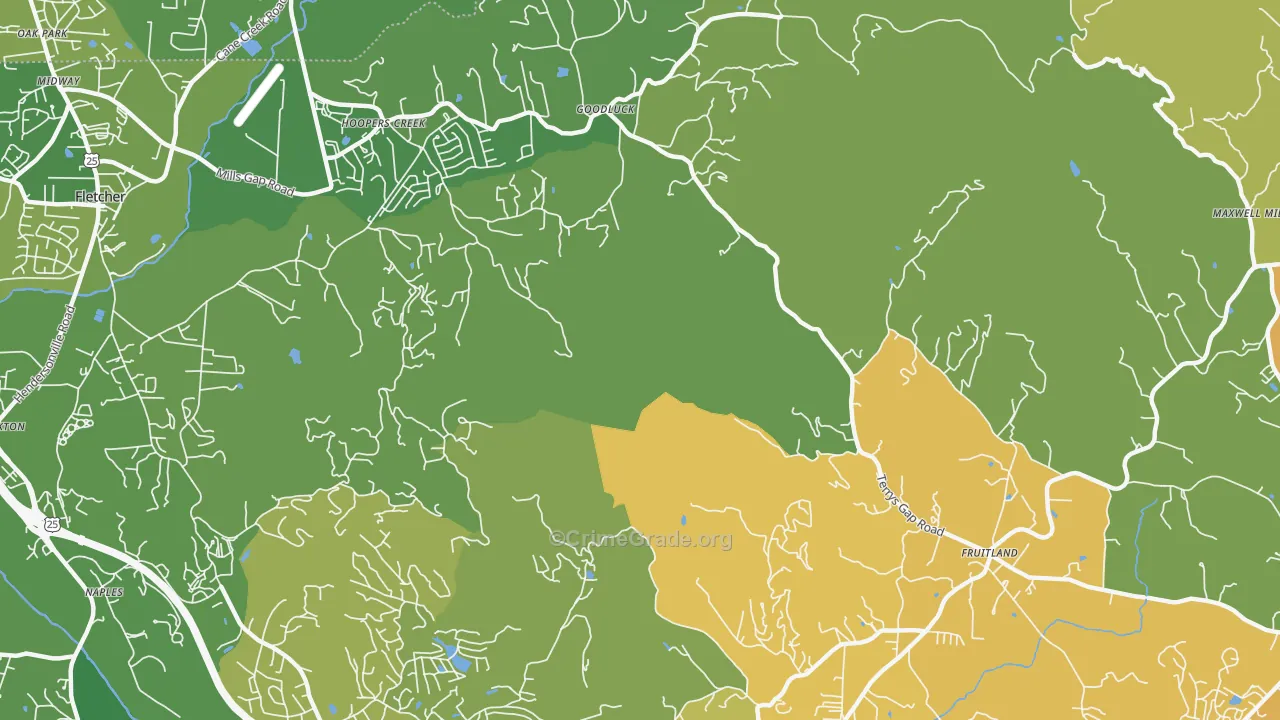 Hoopers Creek, NC Map of Murder Rates