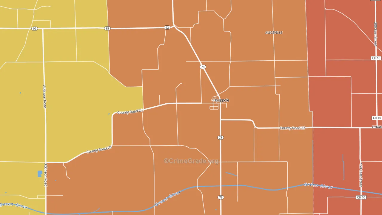 Hooppole, IL Map of Murder Rates