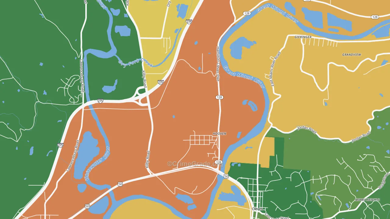 Hooven, OH Map of Murder Rates