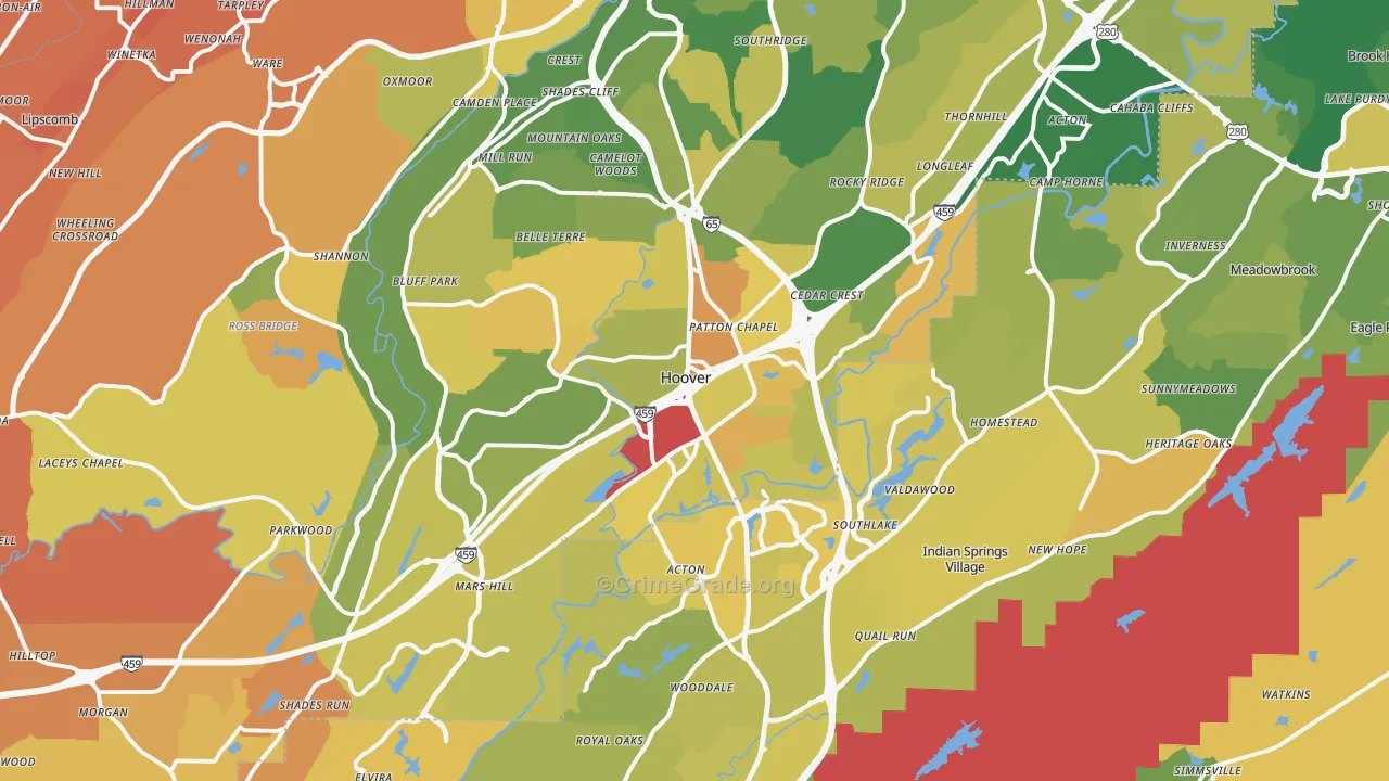 Hoover, AL Map of Murder Rates