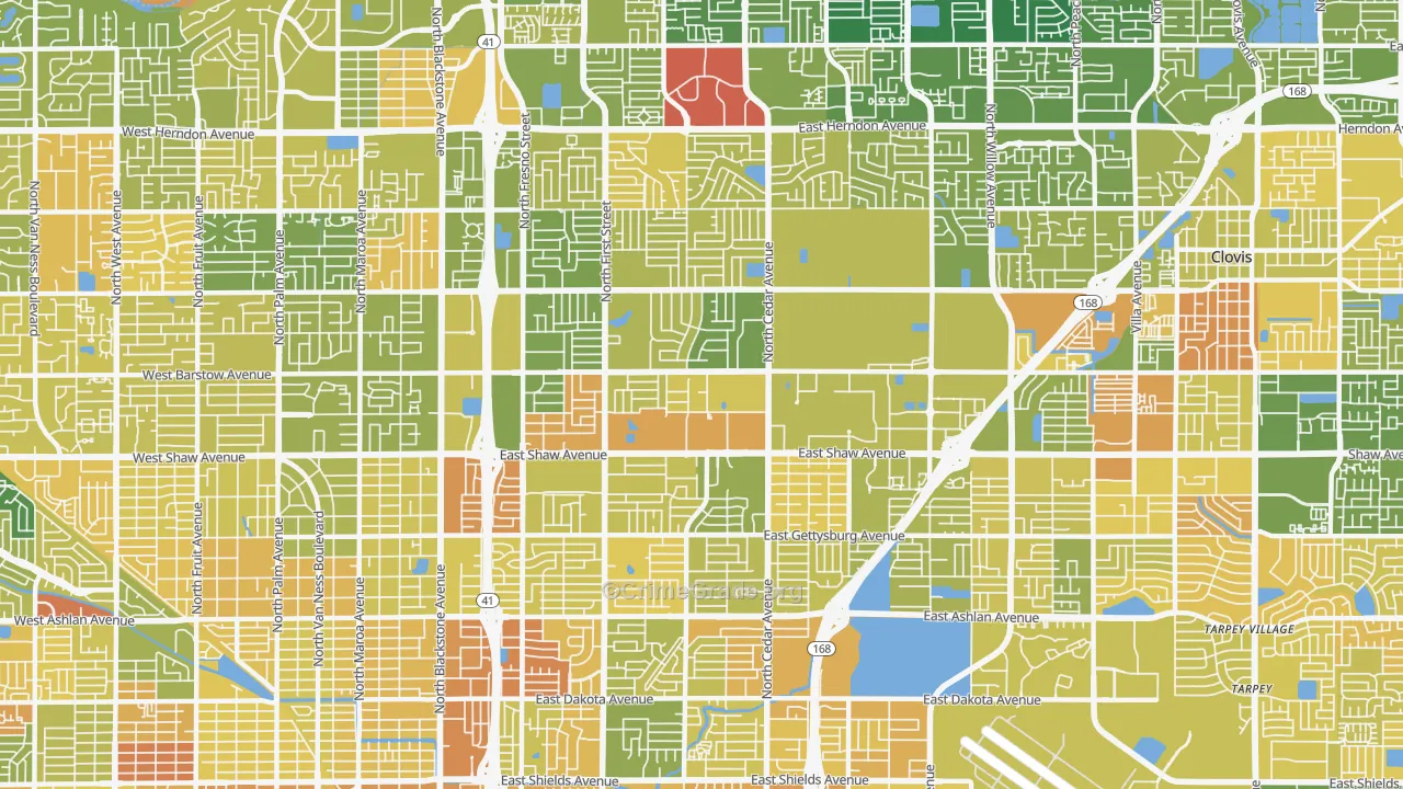 Hoover, Fresno, CA Map of Murder Rates