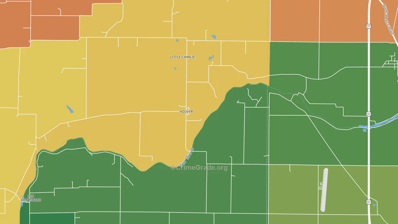 Hoover, IN Map of Murder Rates