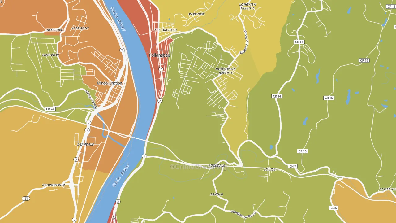 Hooverson Heights, WV Map of Murder Rates