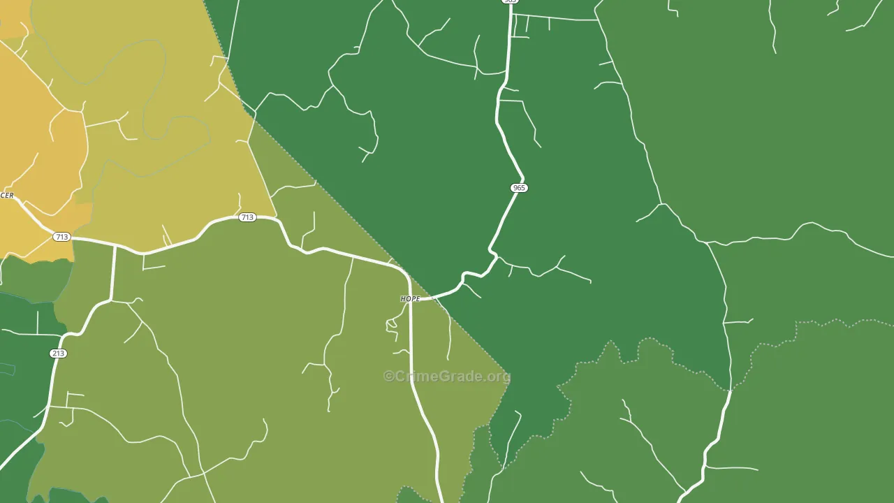 Hope, KY Map of Murder Rates