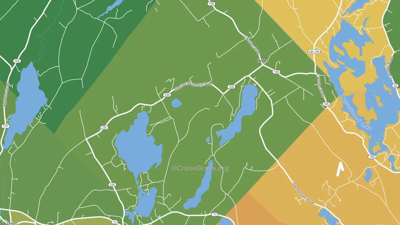 Hope, ME Map of Murder Rates