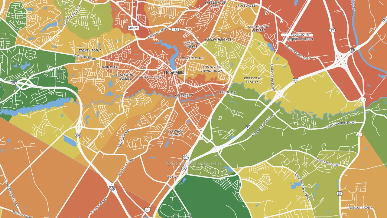 Hope Mills, NC Map of Murder Rates